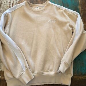 PINK Victoria's Secret Cream Embroidered Crewneck Sweatshirt